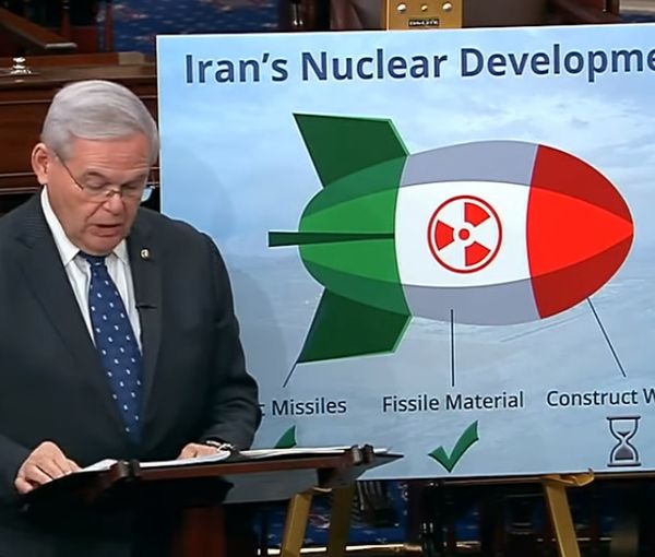 Senator Bob Menendez making a statement on the Senate floor on Iran's nuclear program. February 1, 2022