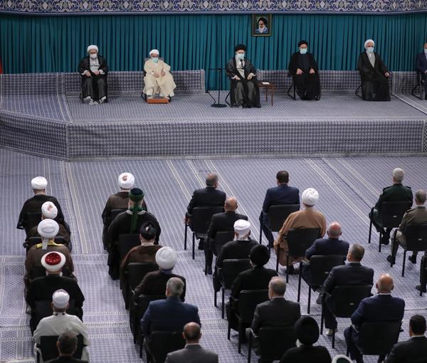 Iran’s ruler Ali Khamenei delivering a speech on October 14, 2022