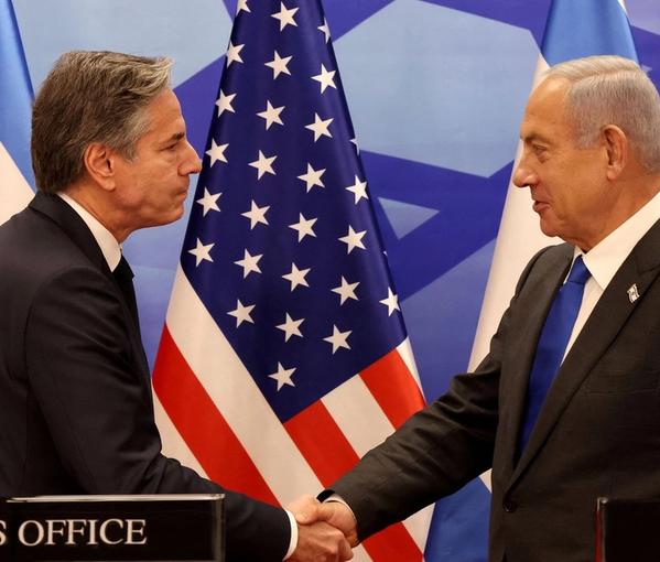 US Secretary of State Antony Blinken (left) and Israeli Prime Minister Benjamin Netanyahu