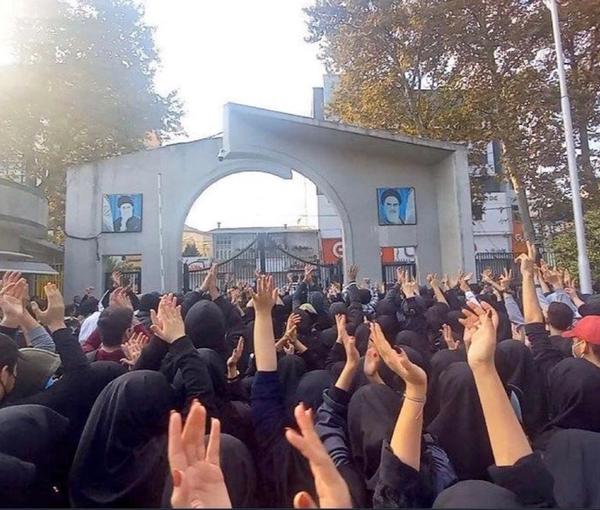 Students holding a protest in Babol University (November 2022)