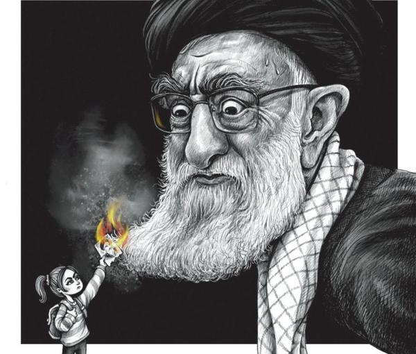 One of the cartoons of Iran’s authoritarian ruler Ali Khamenei published by Charlie Hebdo (January 2023)
