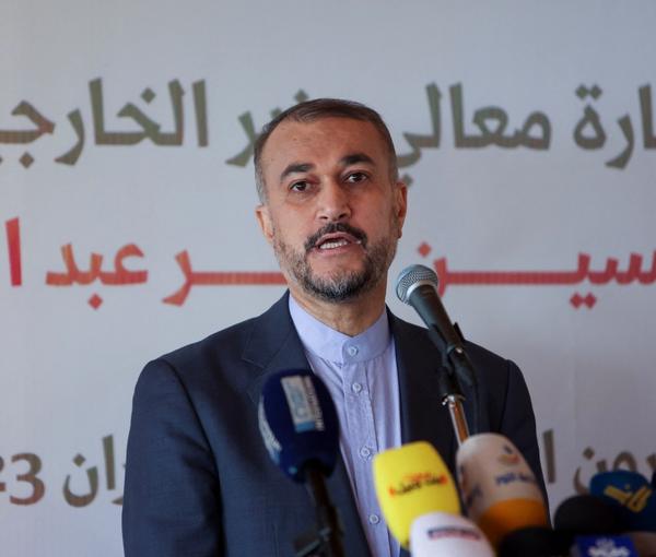Iranian foreign minister Hossein Amir-Abdollahian in southern Lebanon on April 28, 2023