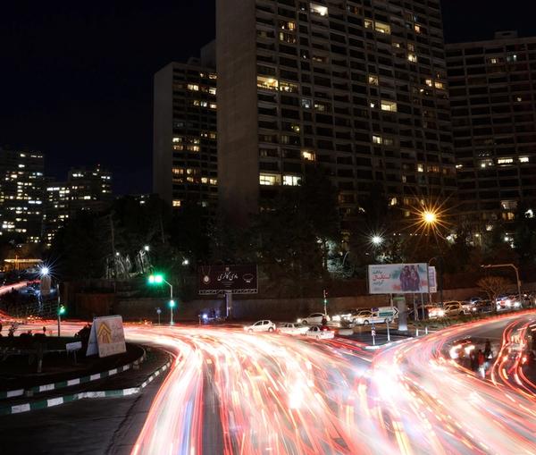 A long exposure photo of a highway in the Iranian capital Tehran (March 2023)