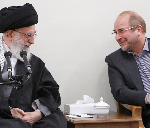 Iran’s ruler Ali Khamenei (left) and Parliament Speaker Mohammad Bagher Ghalibaf Qalibaf (file photo)