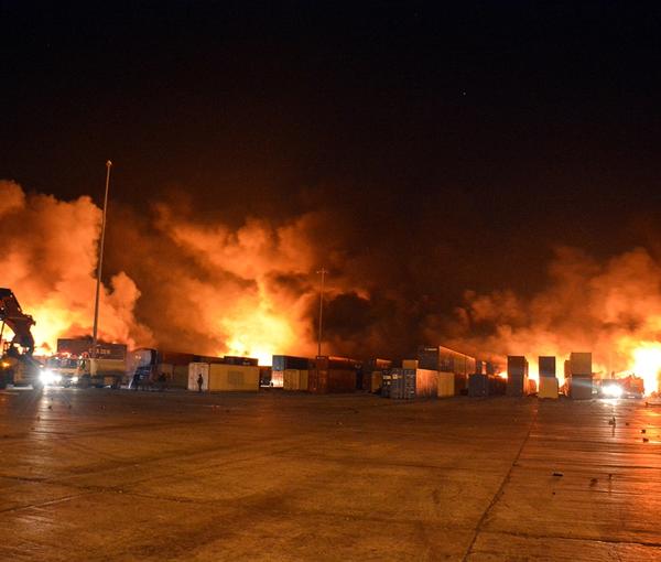 An Israeli strike at alleged Iranian weapons shipment in the Syrian port of Latakia. December 28, 2021