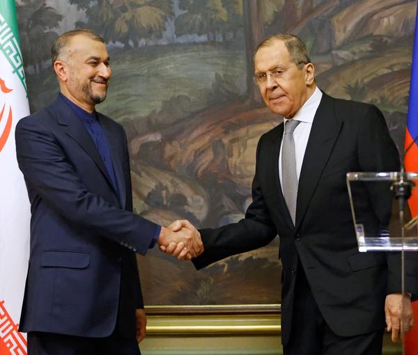 Iran's foreign minister with his Russia counterpart in Moscow in March 2022