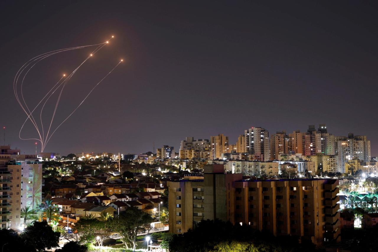 Rockets being fired at Israel by Iran-backed Palestinian groups. April 7, 2023