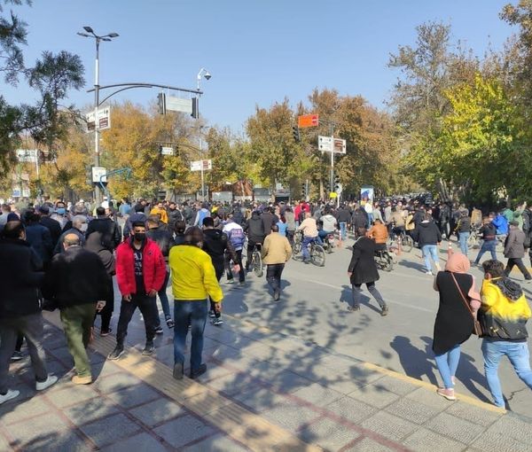 Protesters in the streets of Esfahan, Iran. November 26, 2021