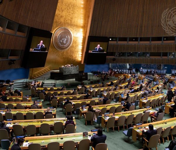 A view of the 34th plenary meeting of the General Assembly (November 15, 2022)