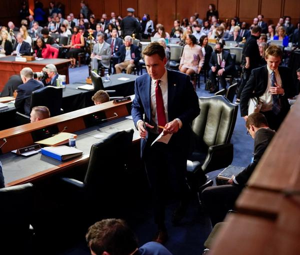 US Senator Josh Hawley at the Senate in March 2022