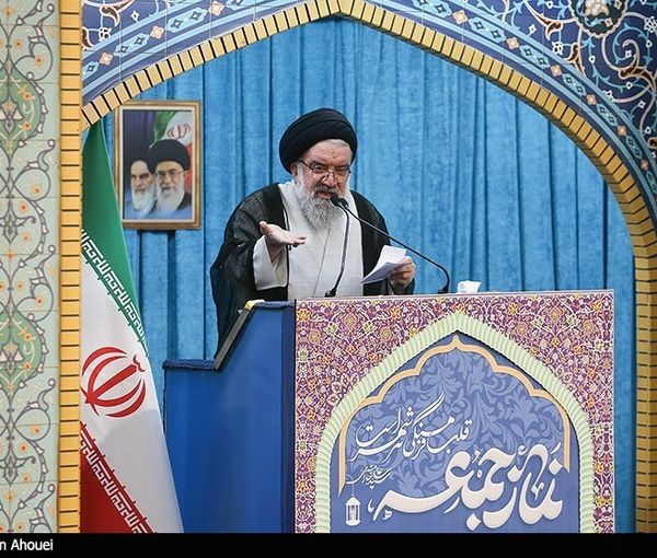 Hardliner Iranian cleric Ahmad Khatami delivering a sermon during Tehran’s Friday prayer on October 21, 2022 