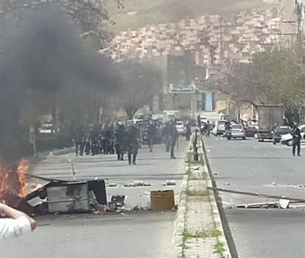 Protests in the Kurdish city of Saqqez on April 9, 2023