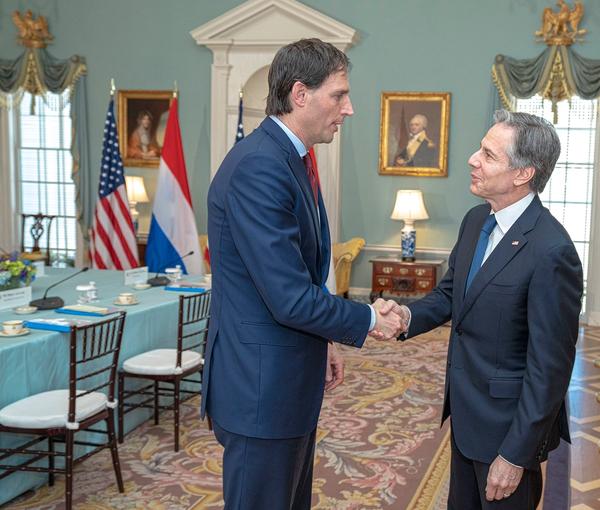 Dutch Foreign Minister Wopke Hoekstra during a meeting with US Secretary of State Antony Blinken (April 2022)
