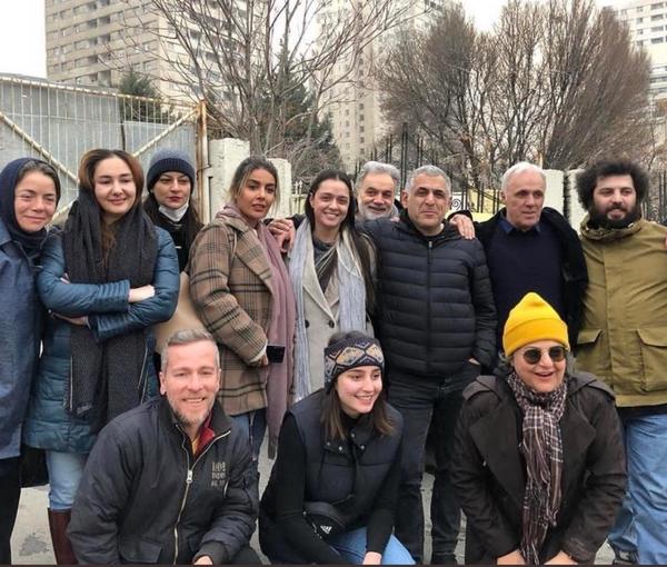 Actress Taraneh Alidousti (C) without veil after release from prison. January 2023