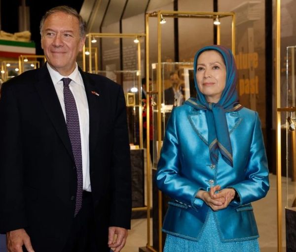 Former US Secretary of State Mike Pompeo visiting the MEK leader Maryam Rajavi in Albania in May 2022
