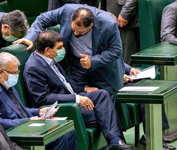 An undated photo of Iranian ministers at a parliamentary session