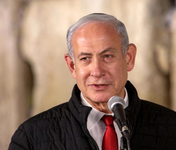 Israel's Prime Minister Benjamin Netanyahu visits the Western Wall, in the old city of Jerusalem, January 1, 2023