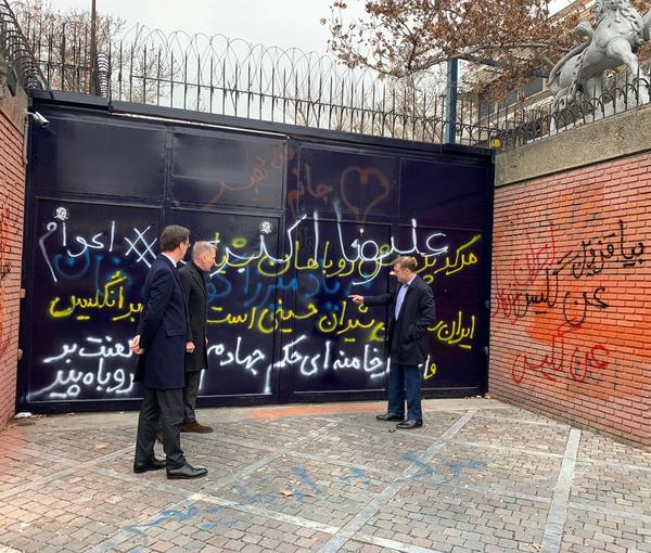 British, French and German ambassadors in Tehran on January 15, 2023