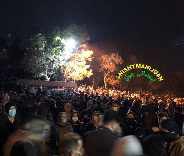 Protesters in the western Iranian city of Mehabad on November 9, 2022