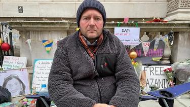 Richard Ratcliffe, outside the UK foreign office on hunger strike. November 10, 2021