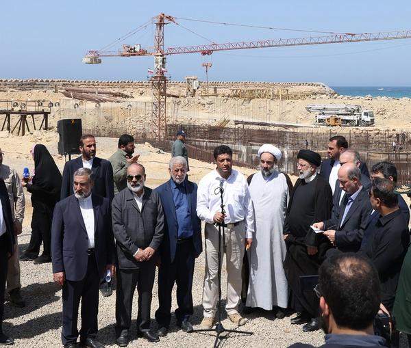 President Ebrahim Raisi during the inauguration ceremony of a project to supply water from the Gulf of Oman Iran’s eastern cities on May 18, 2023 