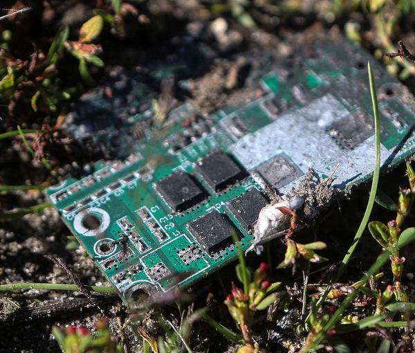An electronic piece from an Iranian drone shut down in Ukraine in October 2022