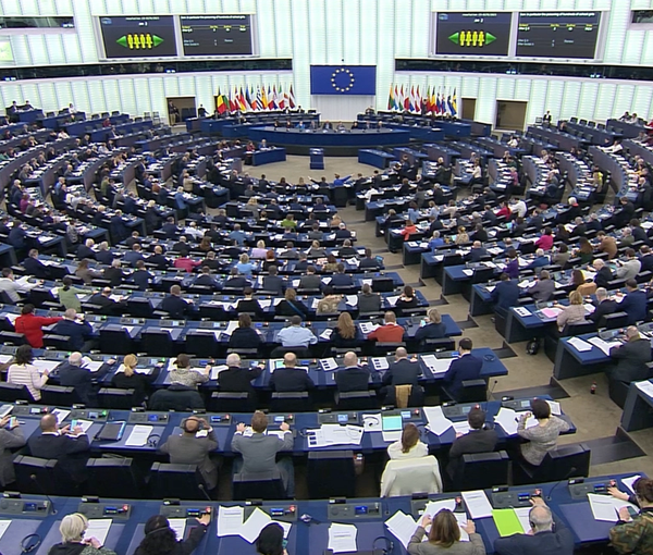 The European parliament in session on March 16, 2023