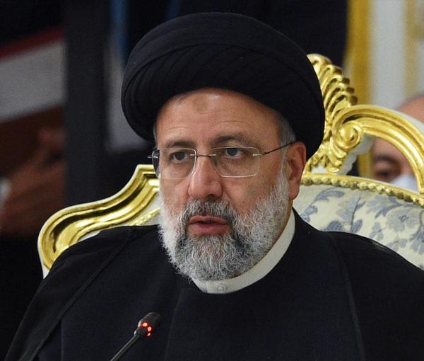 Iran's president Ebrahim Raisi speaking at Shanghai Summit on September 17, 2021