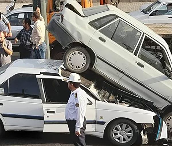 Iranian-made cars in a Nowruz traffic accident