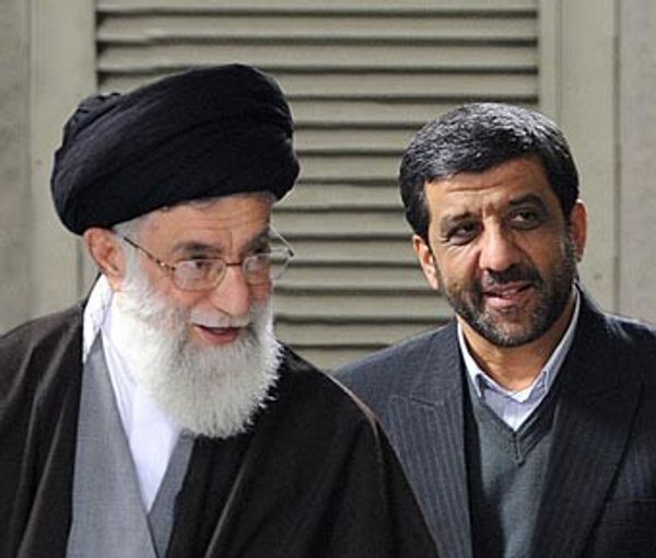 An undated photo of Ezzatollah Zarghami with Supreme Leader Ali kHamenei