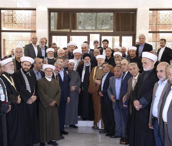 Iranian President Ebrahim Raisi during a meeting with representatives of militia groups in Syria on May 4, 2023 