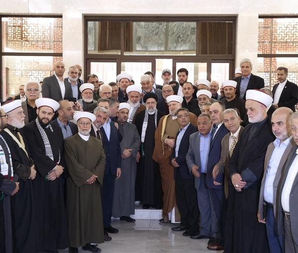 Iranian President Ebrahim Raisi during a meeting with representatives of militia groups in Syria on May 4, 2023