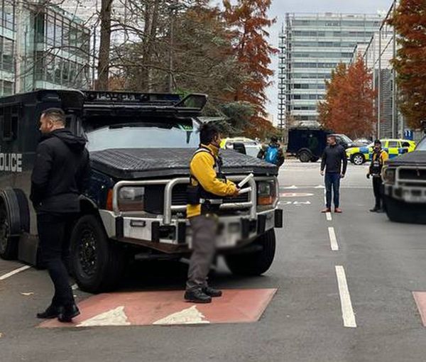 London police guarding Iran International's office in November 2022