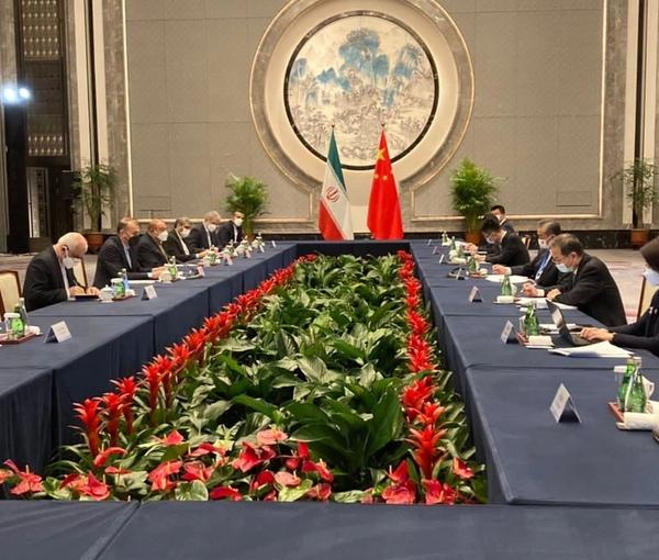 Iranian delegation led by foreign minister Hossein Amir-Abdollahian (L), meeting with Chinese counterparts. January 14, 2022