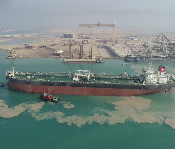 An oil tanker at a Venezuelan port in June 2022