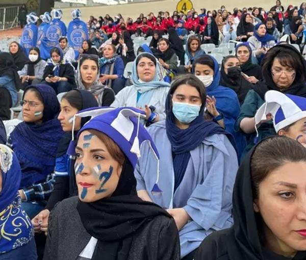 A group of women allowed into football stadium on August 26, 2022