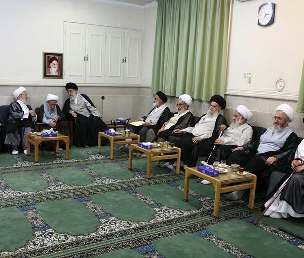 Supreme Leader Ali Khamenei during a meeting with religious scholars of the city of Qom (file photo)