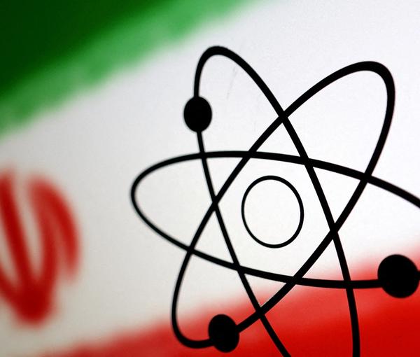Atom symbol and Iran flag are seen in this illustration, July 21, 2022.