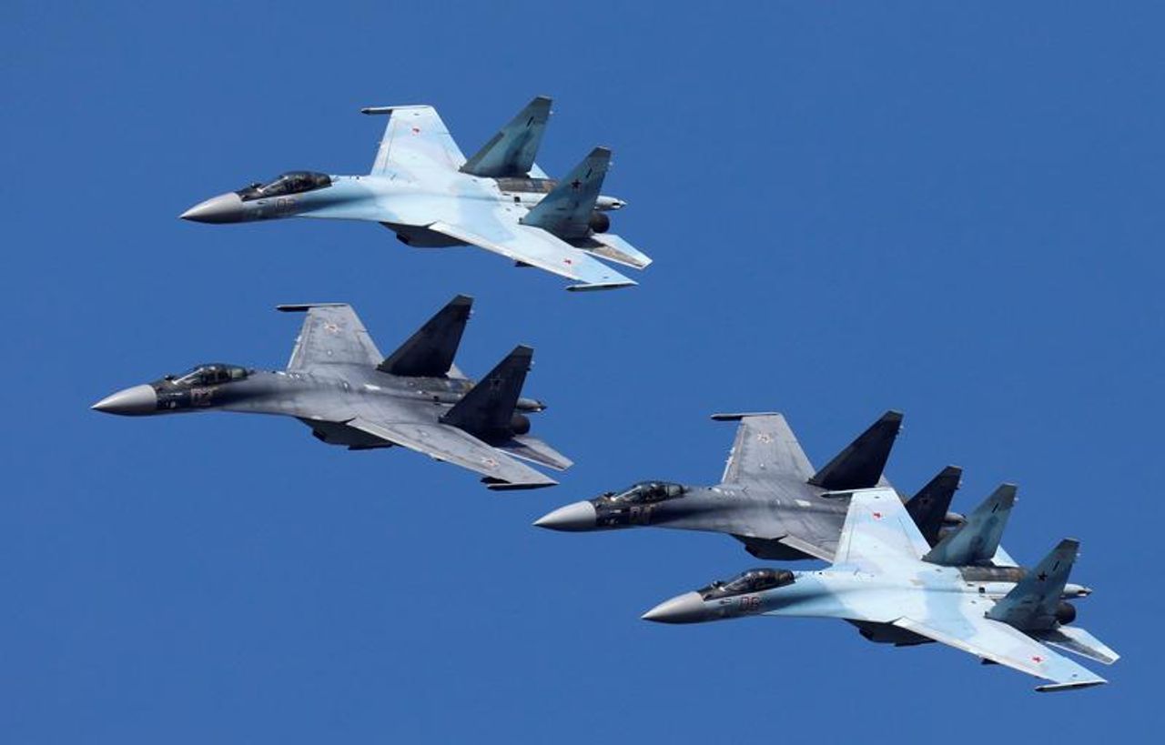 Sukhoi Su-35 jet fighters of the 