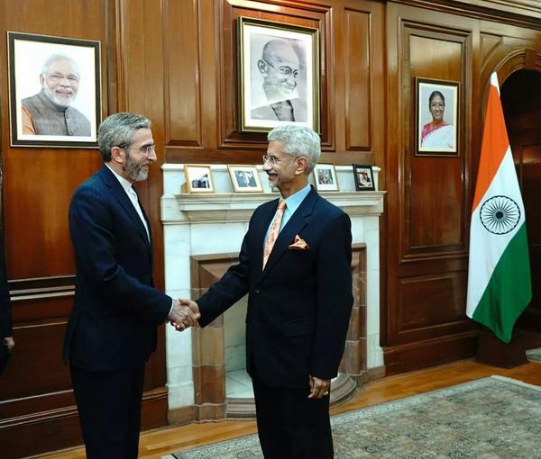 Iran's Ali Bagheri Kani meeting India FM Subrahmanyam Jaishankar in New Delhi on Nov. 23, 2022