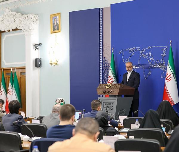 Iran’s Foreign Ministry Spokesman Nasser Kanaani during a press conference on March 13, 2023