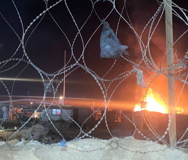 Photo reportedly showing an explosion during attack on Iranian convoy, on Nov. 8, 2022